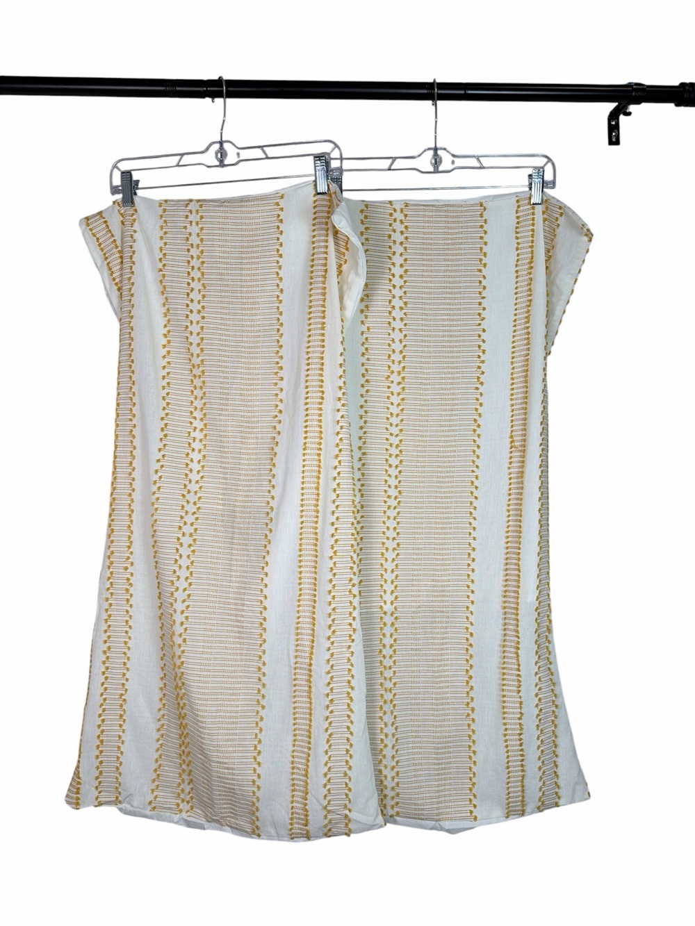 Threshold Set of 2 King Pillowcases White Mustard Yellow Woven Boho 20x36